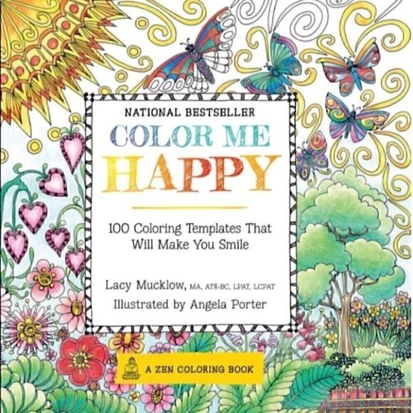 National Bestseller COLOR ME HAPPY Coloring Book NEW - Picture 3 of 4